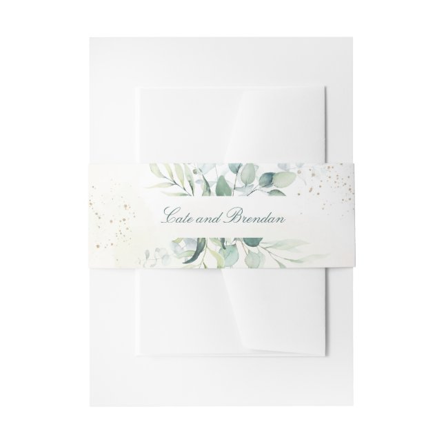 Eucalyptus Greenery Elegant Wedding Invitation Belly Band (Front Example)