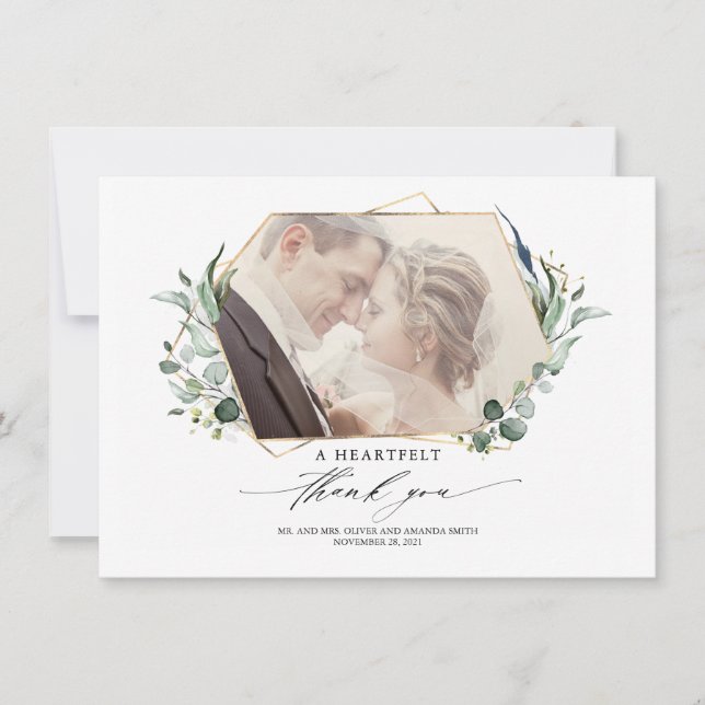 Eucalyptus Greenery Elegant Wedding Photo Announcement (Front)