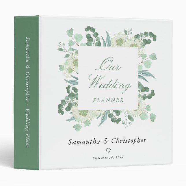 Eucalyptus Greenery Elegant Wedding Planner Binder (Front/Spine)