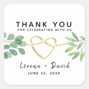 Eucalyptus Greenery Elegant Wedding Thank You Square Sticker