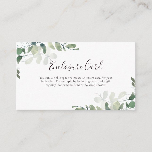 Eucalyptus Greenery  Enclosure Card (Front)