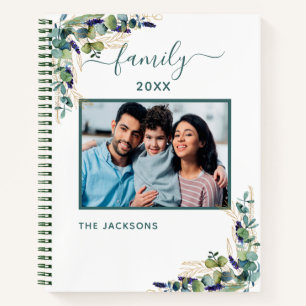 Eucalyptus greenery family photo name notebook