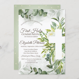 Eucalyptus Greenery First Holy Communion Invitation