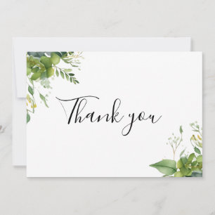 Eucalyptus Greenery Floral Elegant Script Thank You Card
