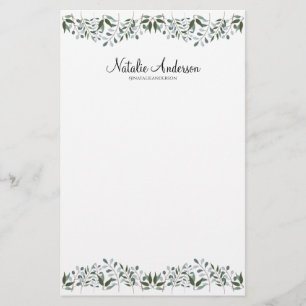 Eucalyptus Greenery Floral Personalize Stationery