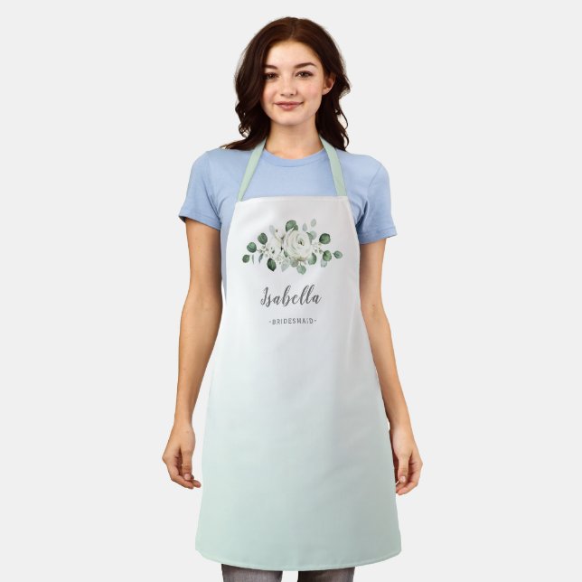 Eucalyptus Greenery floral personalized bridesmaid Apron (Worn)