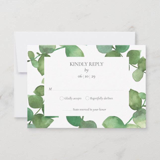 Eucalyptus Greenery Floral RSVP Card (Front)