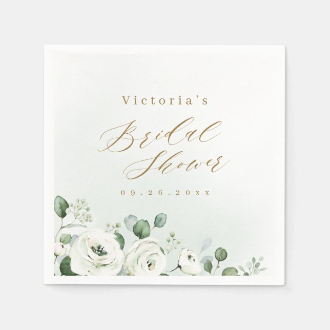 Eucalyptus Greenery floral rustic bridal shower Napkin (Front)