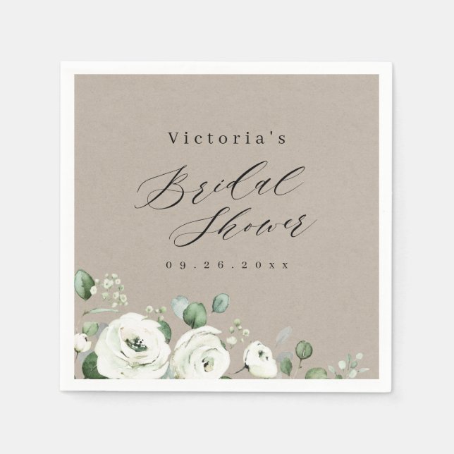 Eucalyptus Greenery floral rustic bridal shower Napkin (Front)