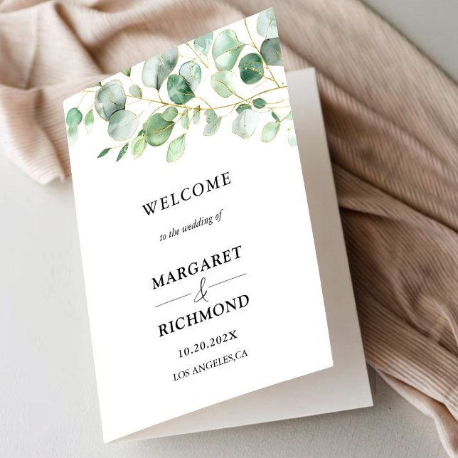 Eucalyptus Greenery Folded Wedding Program (Creator Uploaded)