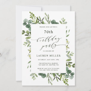 Eucalyptus Greenery Foliage Birthday Party Invitation