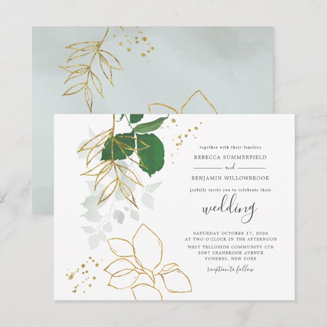 Eucalyptus Greenery Foliage Botanical Wedding Invitation (Front/Back)