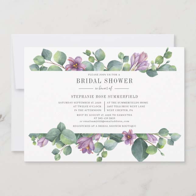 Eucalyptus Greenery Foliage Bridal Shower Invitation (Front)