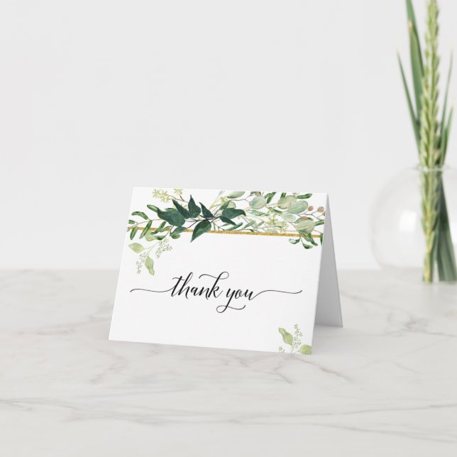 Eucalyptus Greenery Foliage Bridal Thank You Note Card (Front)