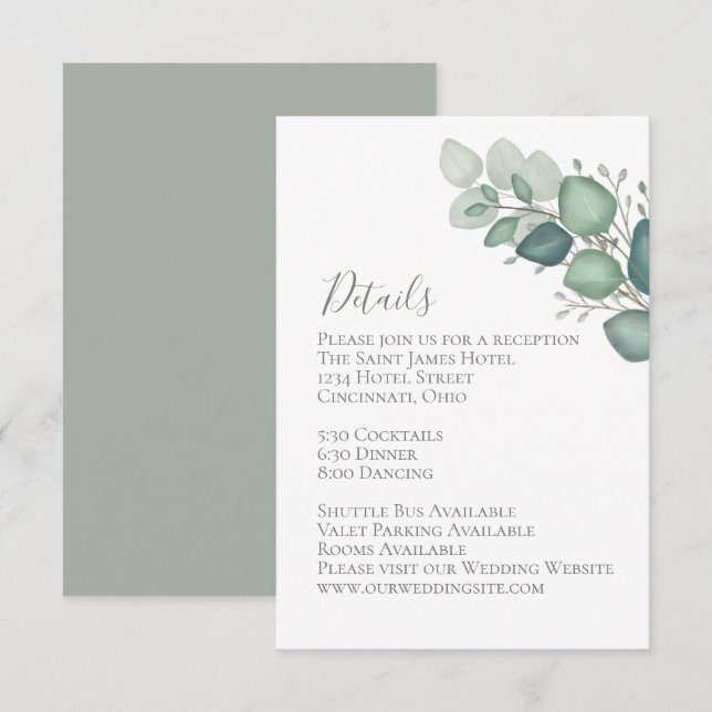 Eucalyptus Greenery Foliage Details Enclosure Card (Front/Back)