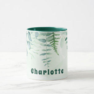 Eucalyptus greenery foliage green name mug