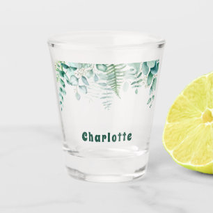 Eucalyptus greenery foliage green name shot glass