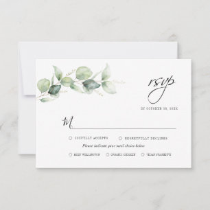 Eucalyptus Greenery Foliage Modern Wedding RSVP Card