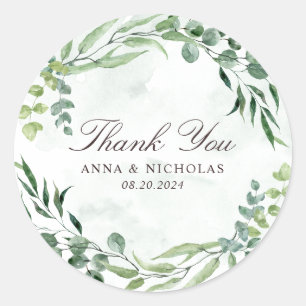 Eucalyptus Greenery Foliage Wedding Round Sticker
