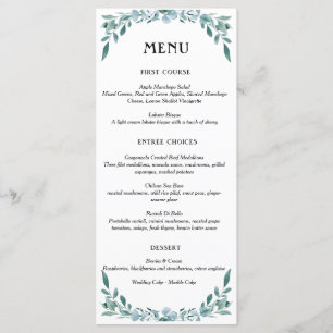 Eucalyptus Greenery Frame Green Blue White Black Menu