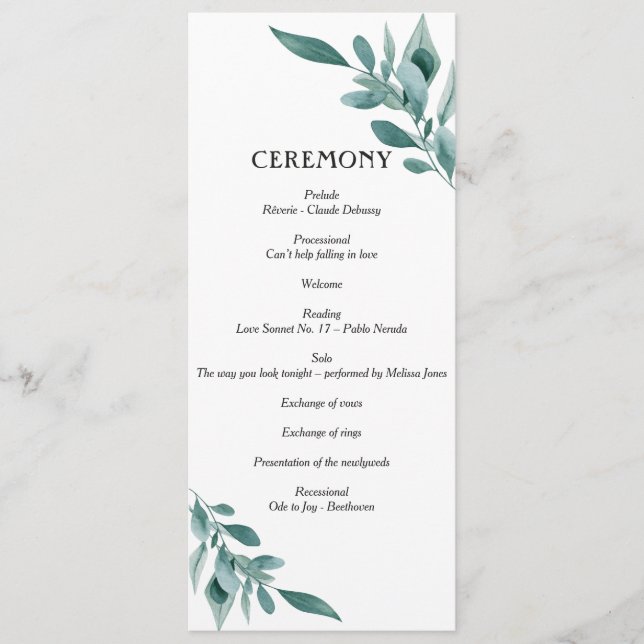 Eucalyptus Greenery Frame Green Blue White Black Program (Front)