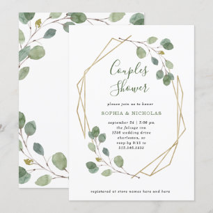 Eucalyptus Greenery Geometric Couples Shower Invitation