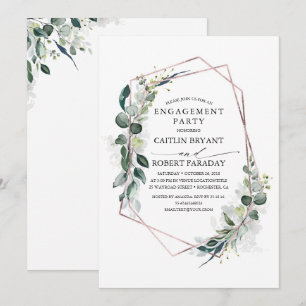 Eucalyptus Greenery Geometric Engagement Party Invitation
