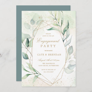 Eucalyptus Greenery Geometric Engagement Party Invitation
