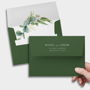 Eucalyptus Greenery Geometric Floral Wedding Envelope