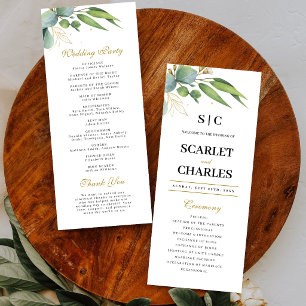 Eucalyptus Greenery Geometric Floral Wedding Program
