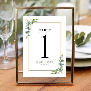 Eucalyptus Greenery Geometric Floral Wedding Table Number