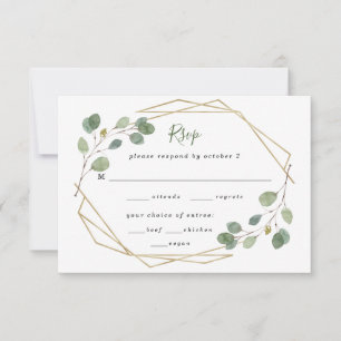 Eucalyptus Greenery Geometric Meal Choice RSVP Card