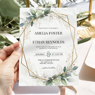 Eucalyptus Greenery Geometric Wedding Invitation