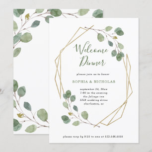 Eucalyptus Greenery Geometric Welcome Dinner Invitation