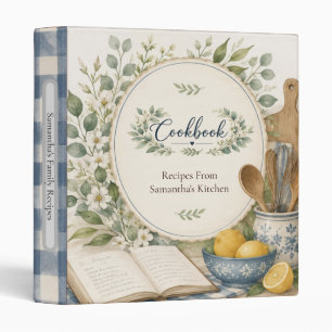 Eucalyptus Greenery Gingham Cookbook Recipe Binder