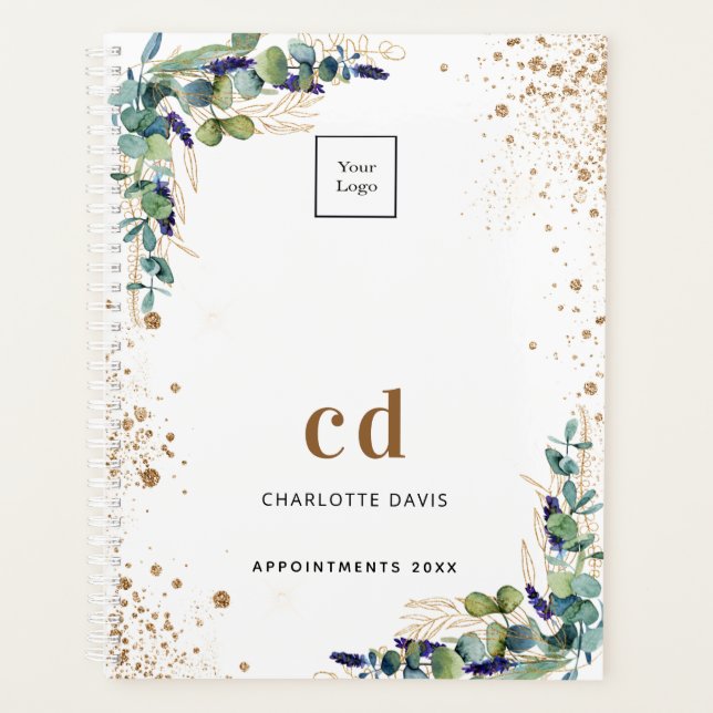 Eucalyptus greenery gold business logo 2025 planner (Front)