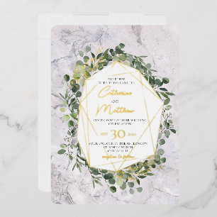 Eucalyptus Greenery Gold Frame Marble Wedding