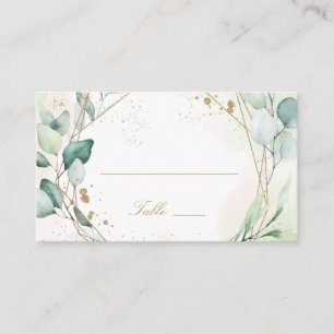Eucalyptus Greenery Gold Geometric Rustic Wedding Place Card