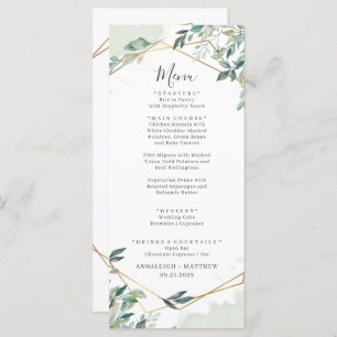 Eucalyptus Greenery Gold Geometric Wedding Menu