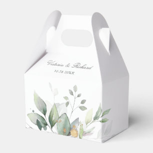 Eucalyptus Greenery Gold Leaves Thank You Favor Box