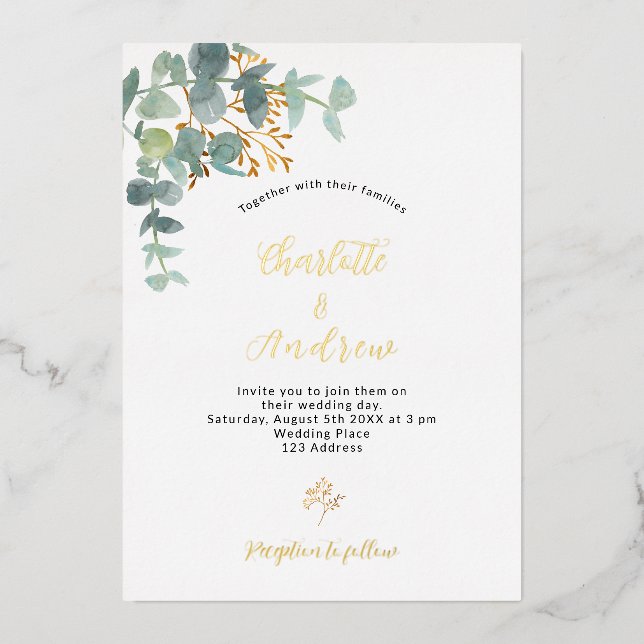 Eucalyptus greenery gold wedding (Front)