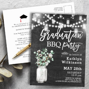 Eucalyptus Greenery GRAD BBQ Party Invitation