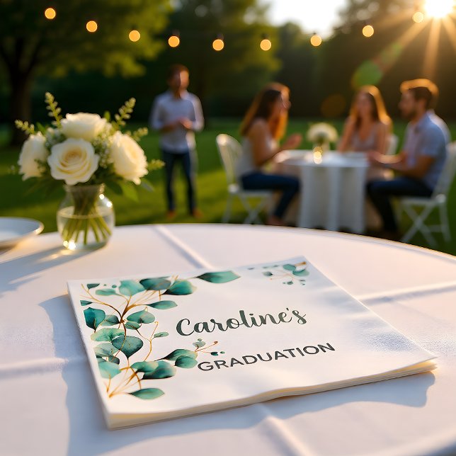 Eucalyptus Greenery Grad Party Napkin (Creator Uploaded)