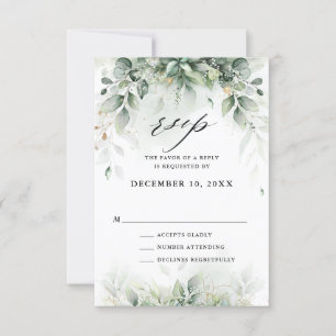 Eucalyptus Greenery Gum Botanical Rustic Wedding RSVP Card