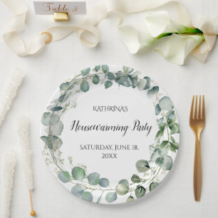 Eucalyptus Greenery Housewarming Party Personalize Paper Plate