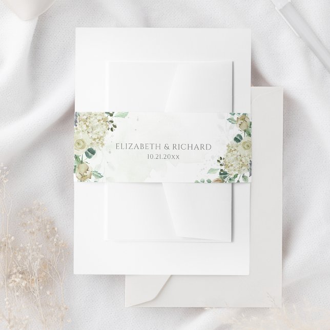 Eucalyptus Greenery Leaves Elegant Floral Wedding Invitation Belly Band (Creator Uploaded)