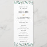 Eucalyptus Greenery Leaves Gold Wedding Program<br><div class="desc">Designed to co-ordinate with our Silver Eucalyptus Greenery collection, this elegant wedding program features rustic watercolor silver eucalyptus foliage. Personalize it with your wedding details easily and quickly, simply press the customise it button to further re-arrange and format the style and placement of the text. Double sided. The Happy Cat...</div>