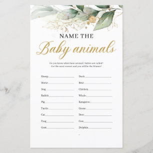 Eucalyptus greenery leaves name the baby animals