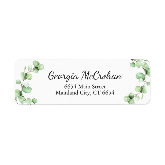 Eucalyptus Greenery Leaves Return Address Label (Front)