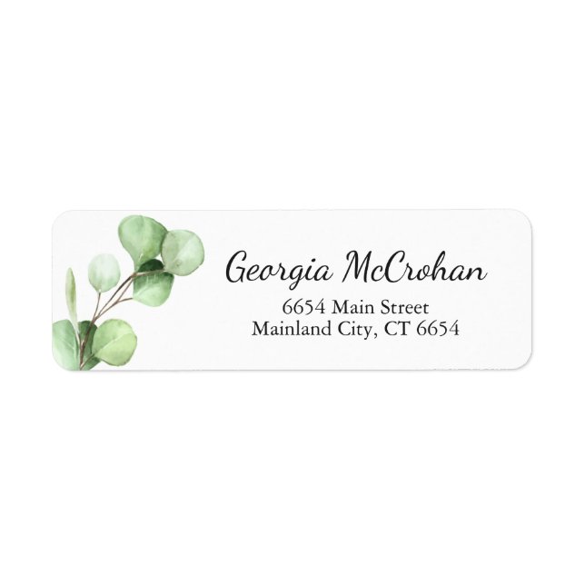 Eucalyptus Greenery Leaves Return Address Label (Front)